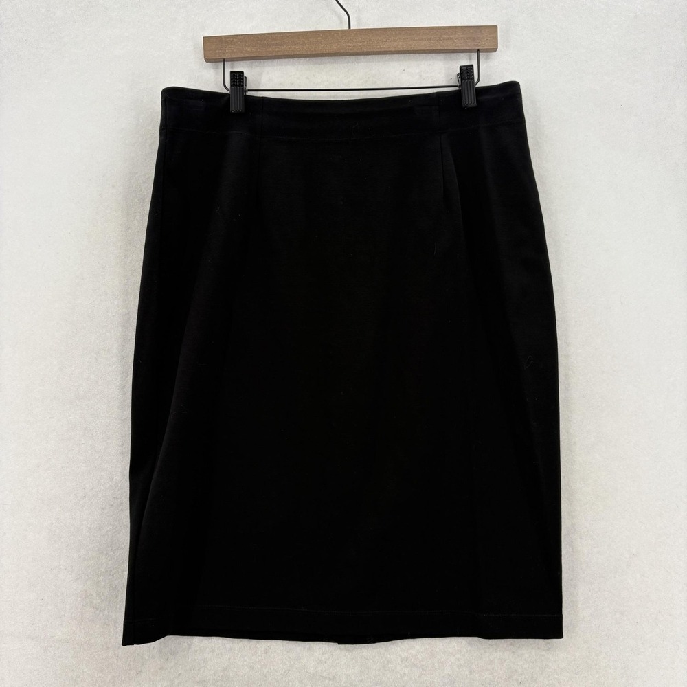 Eileen Fisher Skirt Womens Large Black Knit Pencil Pull On Stretch Workwear